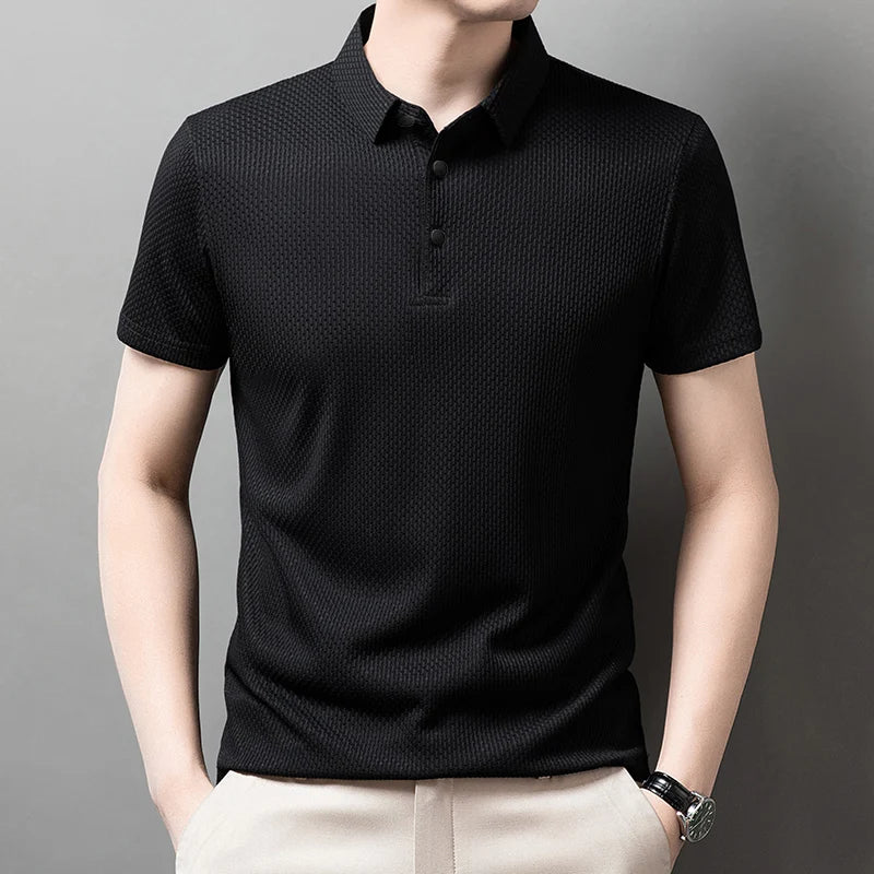 Men's Bone Flower Print Polo Shirt — Graphic Short Sleeve Casual Polo