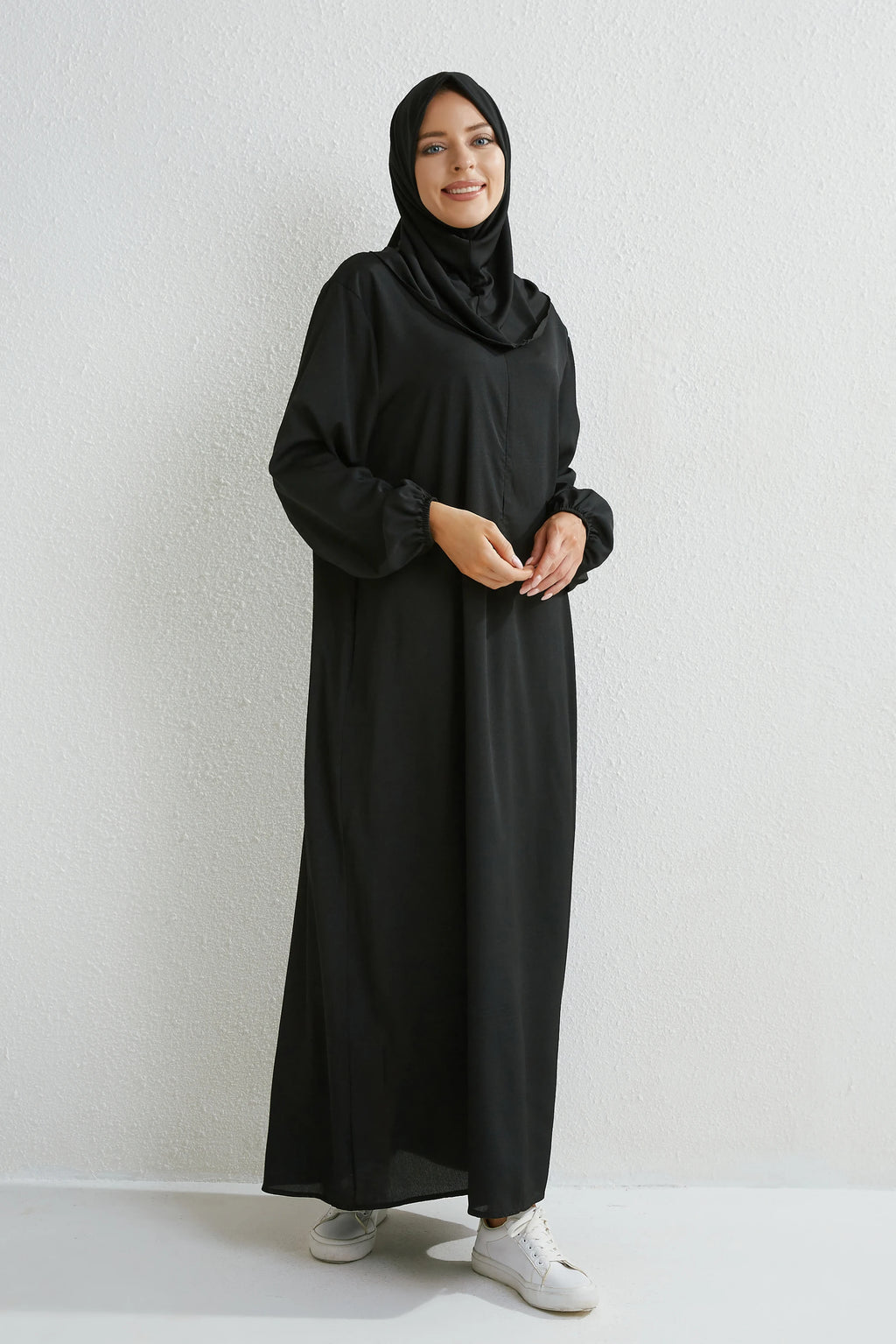 Muslim Floral Printed Full Sleeve Maxi Robe — Loose Modest Long Casual Dress