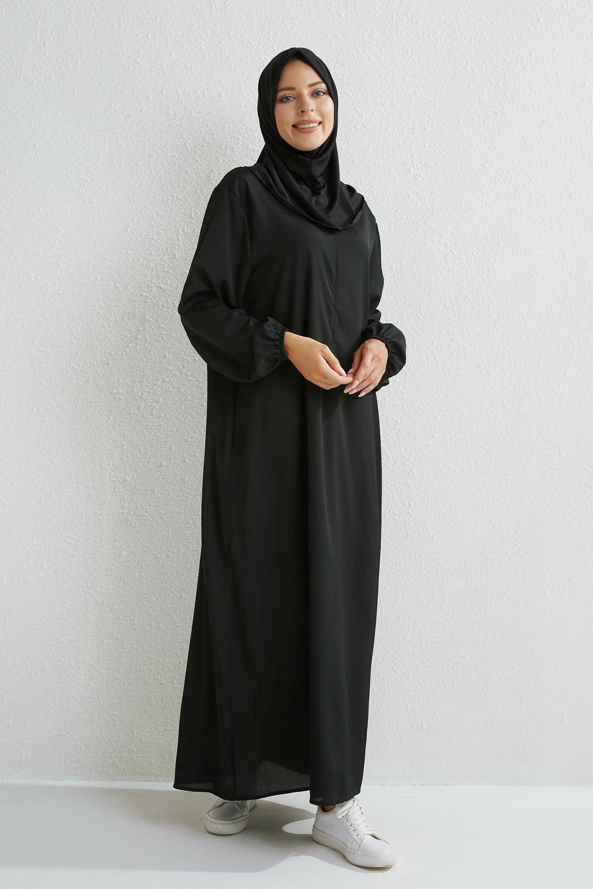 Muslim Floral Printed Full Sleeve Maxi Robe — Loose Modest Long Casual Dress