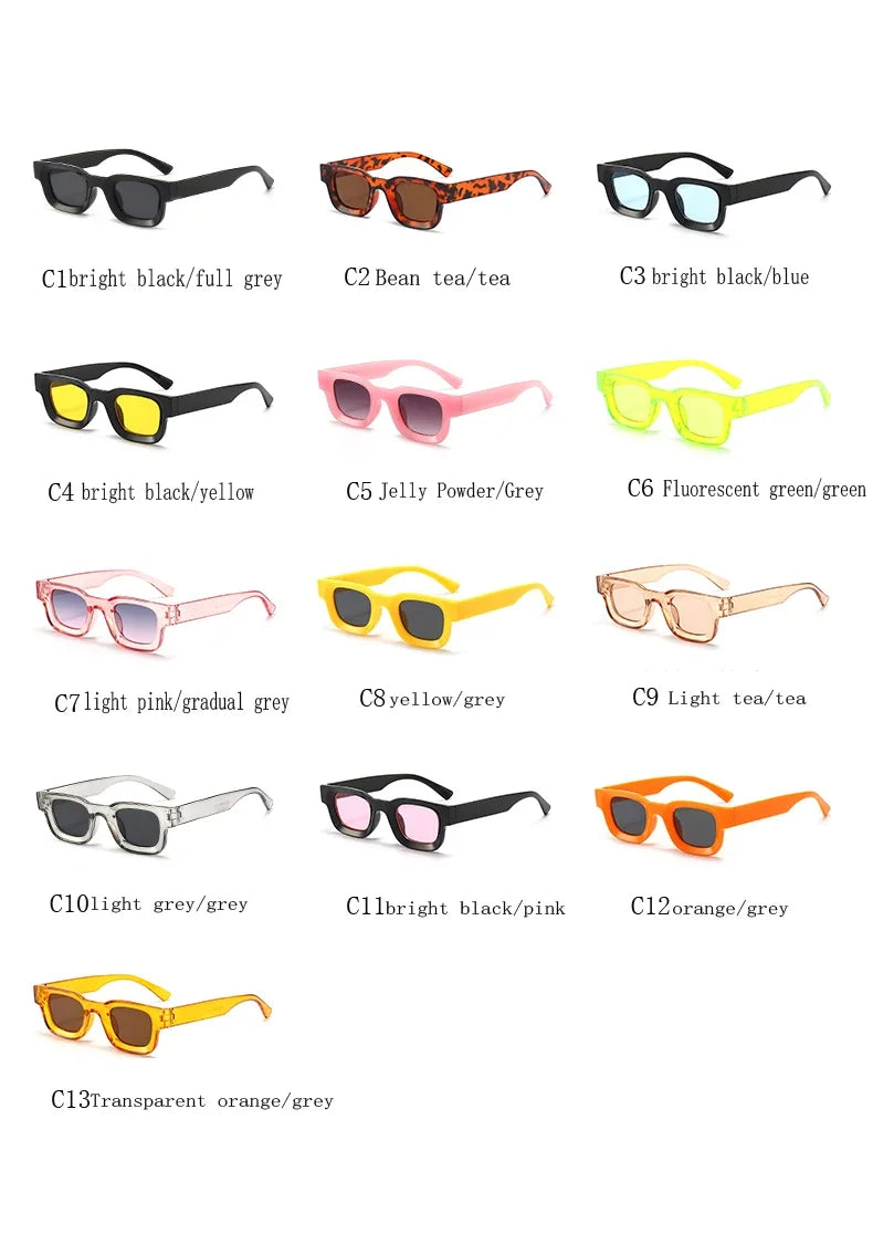Small Rectangle Thick Frame Sunglasses | UV400 Unisex Square Shades for Men & Women