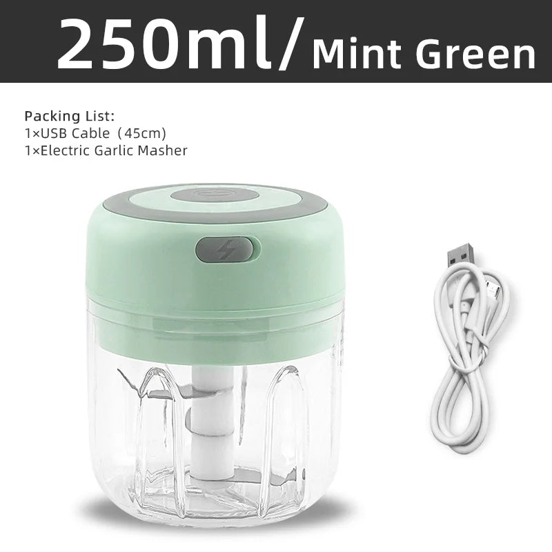 MYVIT USB Electric Mini Food Chopper — 30W Portable Garlic Masher & Vegetable Chopper, 250ml BPA-Free