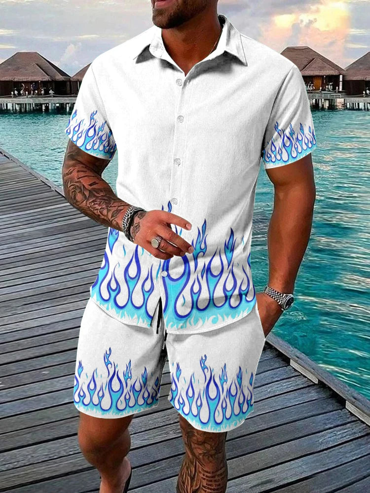 Men's Hawaiian Short Sleeve Shirt & Beach Shorts Set – Resort 2-Piece
