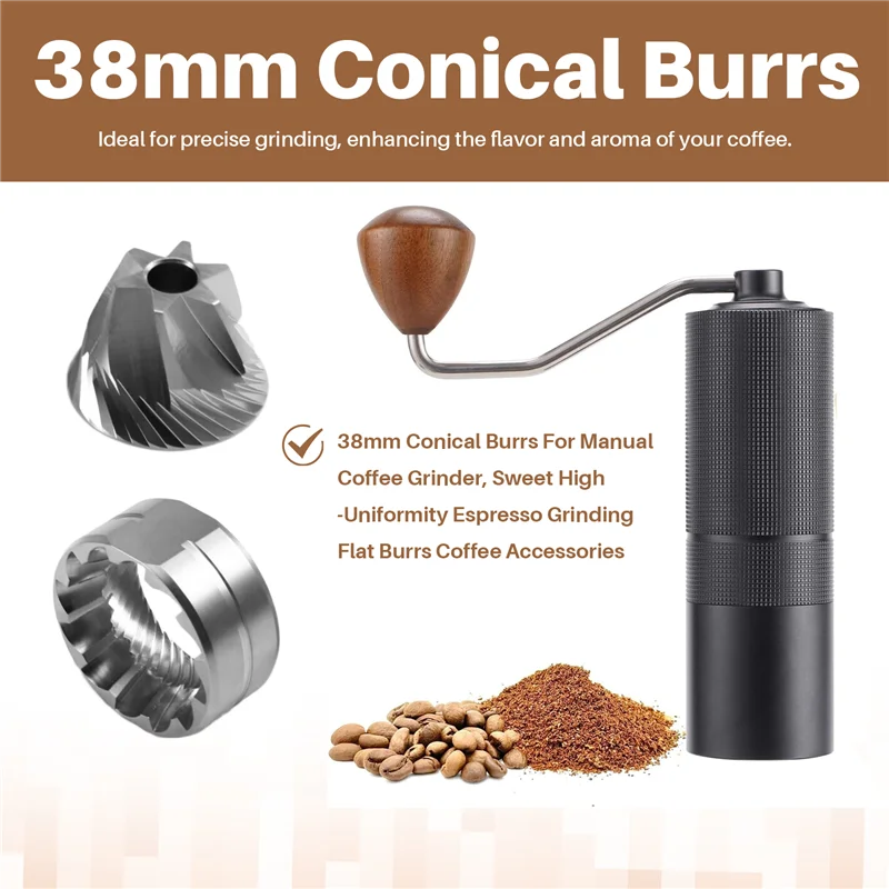 38mm Conical Espresso Grinder Replacement Burrs — High-Uniformity Coffee Accessory