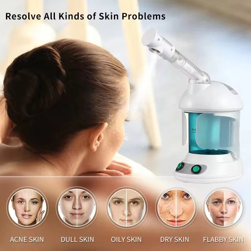 Ozone Facial Steamer & Cold Mist Sprayer – 3-in-1 Hot Steam, Cold Mist & Hair Baking Oil Spa Beauty Device