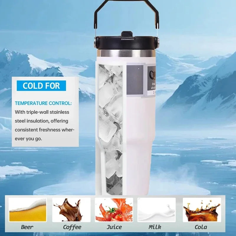 30oz Vacuum-Insulated SS Travel Tumbler with BPA-Free Tritan Lid – Hot & Cold, 900ml, Black/Green/Pink/White