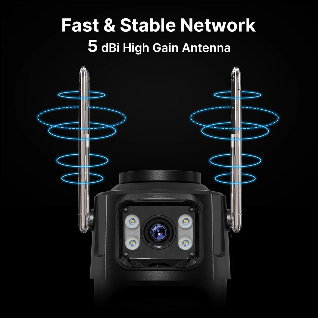 8MP Dual Lens WiFi PTZ Outdoor Security Camera – AI Auto Tracking, Color Night Vision, 2-Way Audio