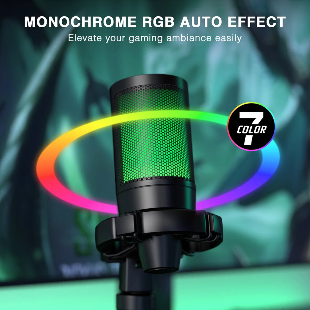 AmpliGame RGB USB Gaming Microphone with Mute — FIFINE A2