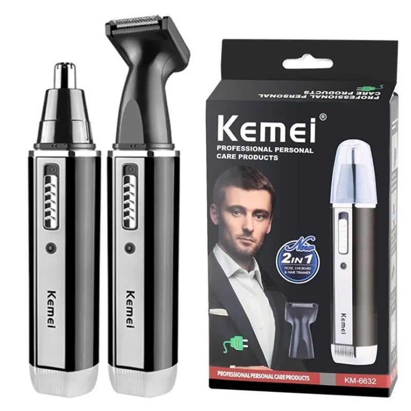 Kemei 4-in-1 Grooming Kit – Nose, Ear, Eyebrow & Beard Trimmer, USB Rechargeable