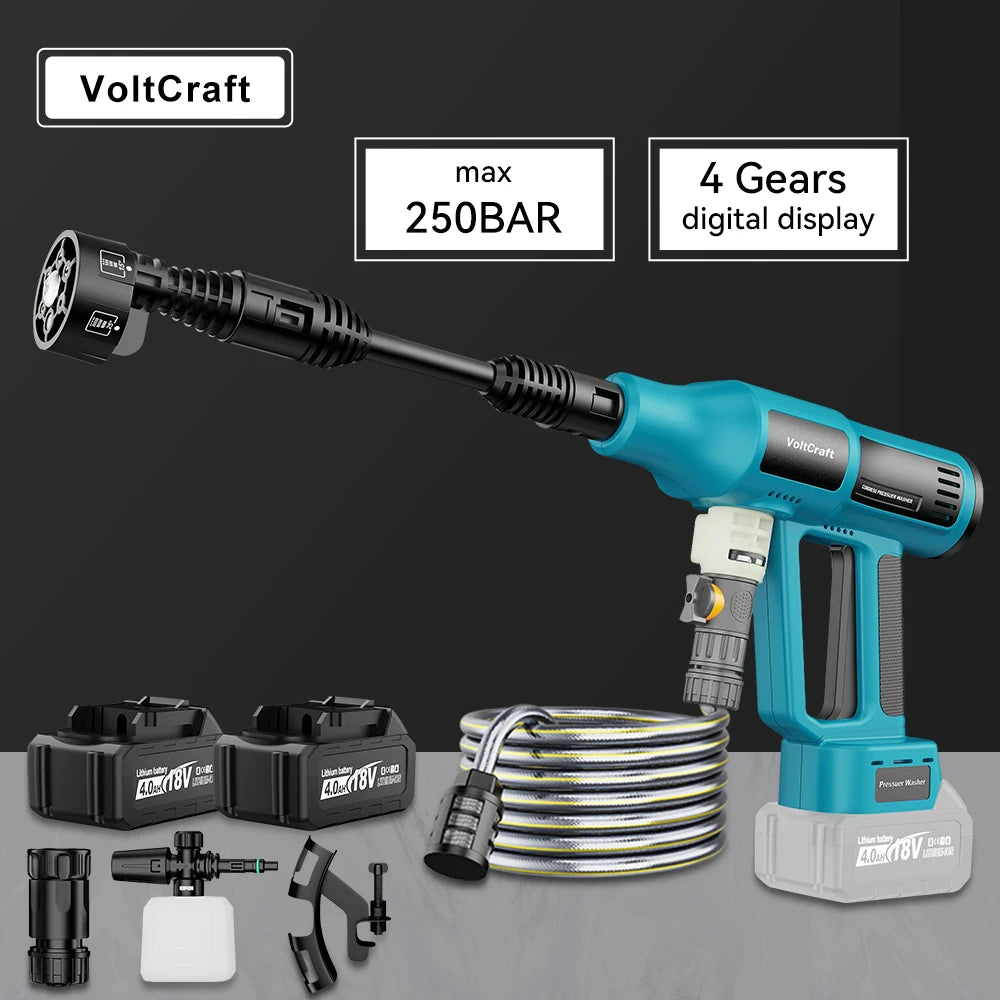 250 Bar Brushless Cordless Pressure Washer – 4 Gears, 6-in-1, Makita 18V Compatible