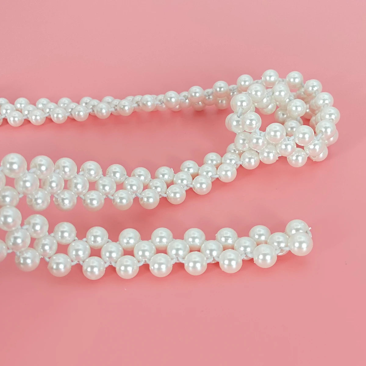 Pearl & Rhinestone Elastic Waist Belt — Beaded Waist Chain for Women
