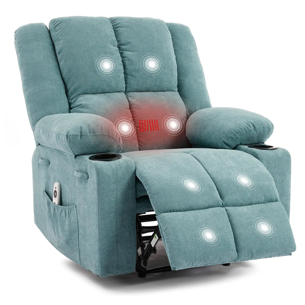 Massage Recliner Chair with Heat – 155° Manual Recline