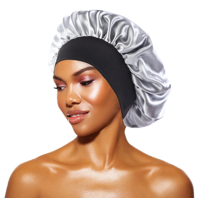 Satin Sleep Bonnet — Wide-Brim Hair Care Cap