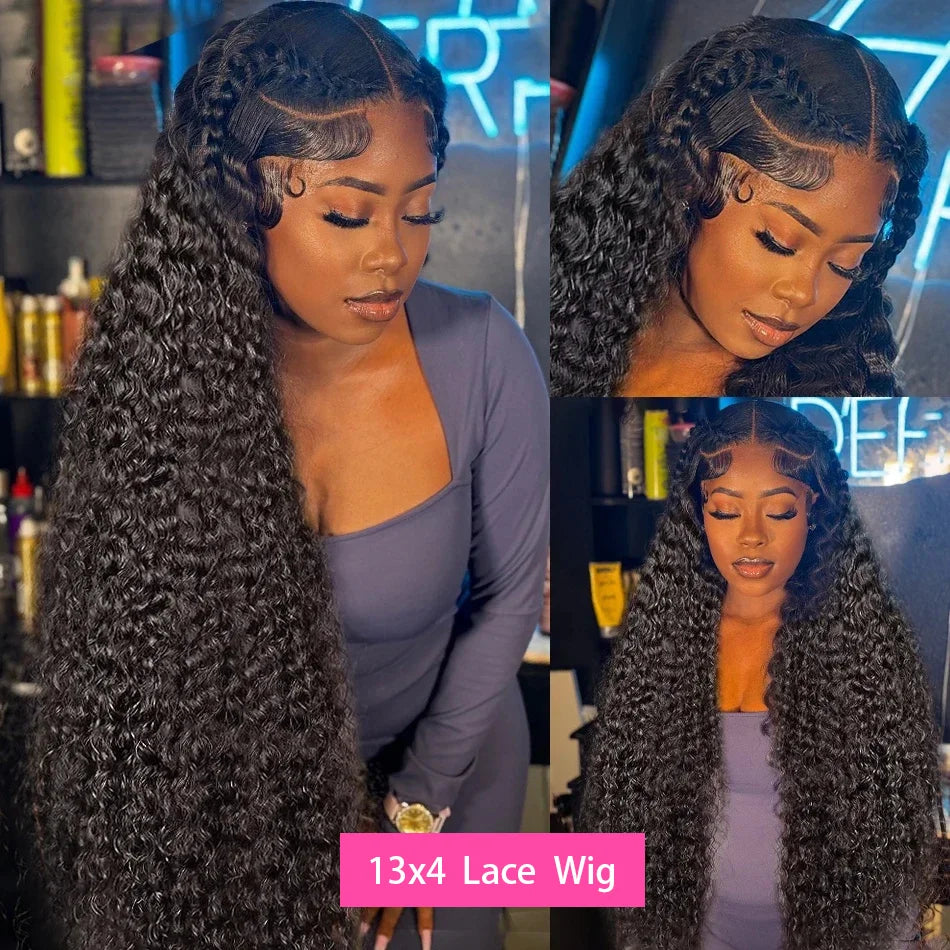 200 Density 40 Inch Deep Wave Lace Front Wig | 13x4 13x6 360 HD Lace Water Wave Curly Human Hair for Black Women
