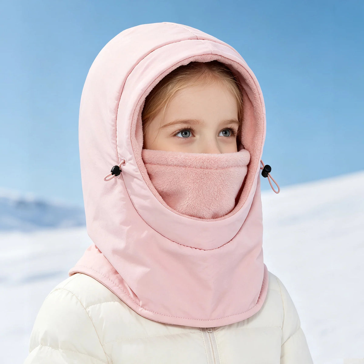 Kids' Fleece Winter Hood with Face and Neck Cover