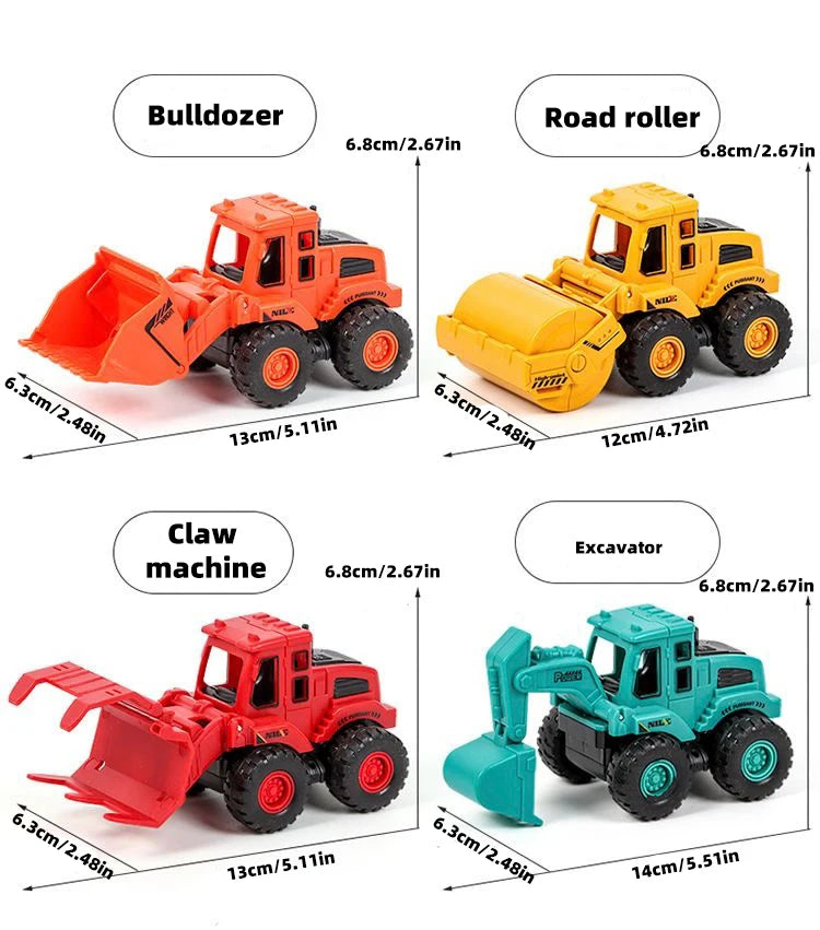 Inertial Construction Vehicle Toy – Excavator, Bulldozer, Road Roller & Claw Machine