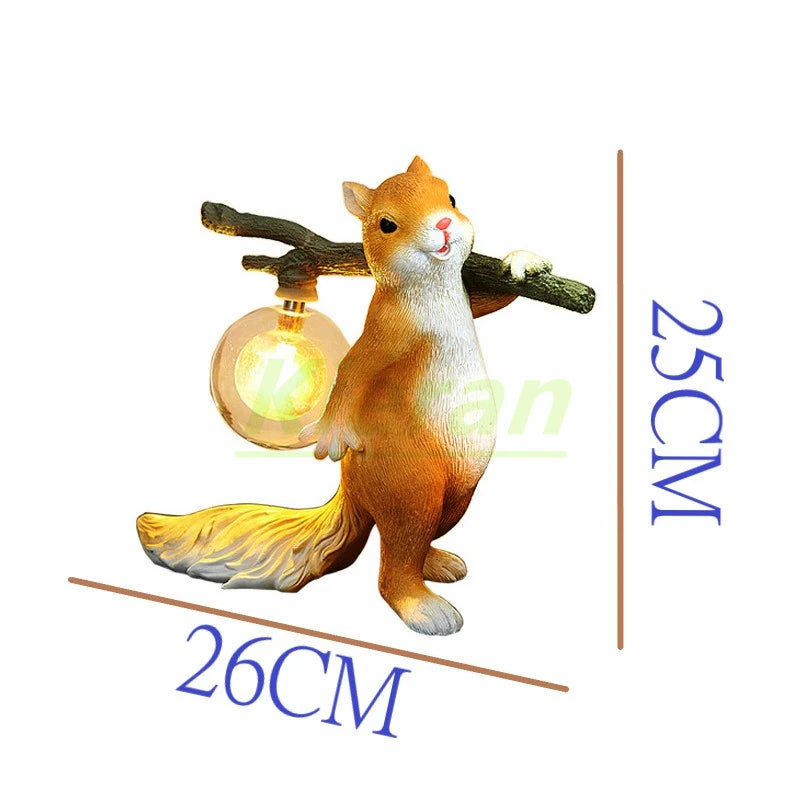 Squirrel Table Lamp – Resin and Frosted Glass