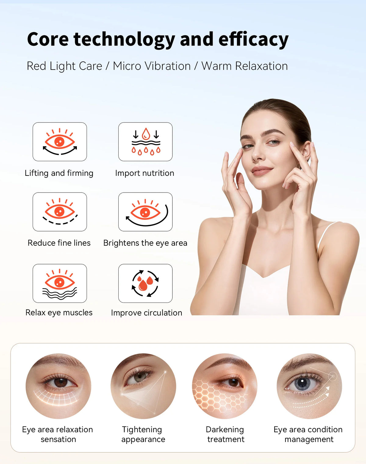 3D EMS Eye Massager with 620nm Red Light – Microcurrent Eye Care & Skin Beauty Device by SUYZEKO