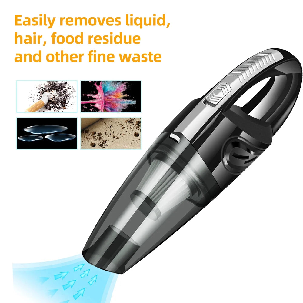 Wireless Cyclone Handheld Car Vacuum Cleaner — Rechargeable, Quick Charge for Car, Home & Pet Hair