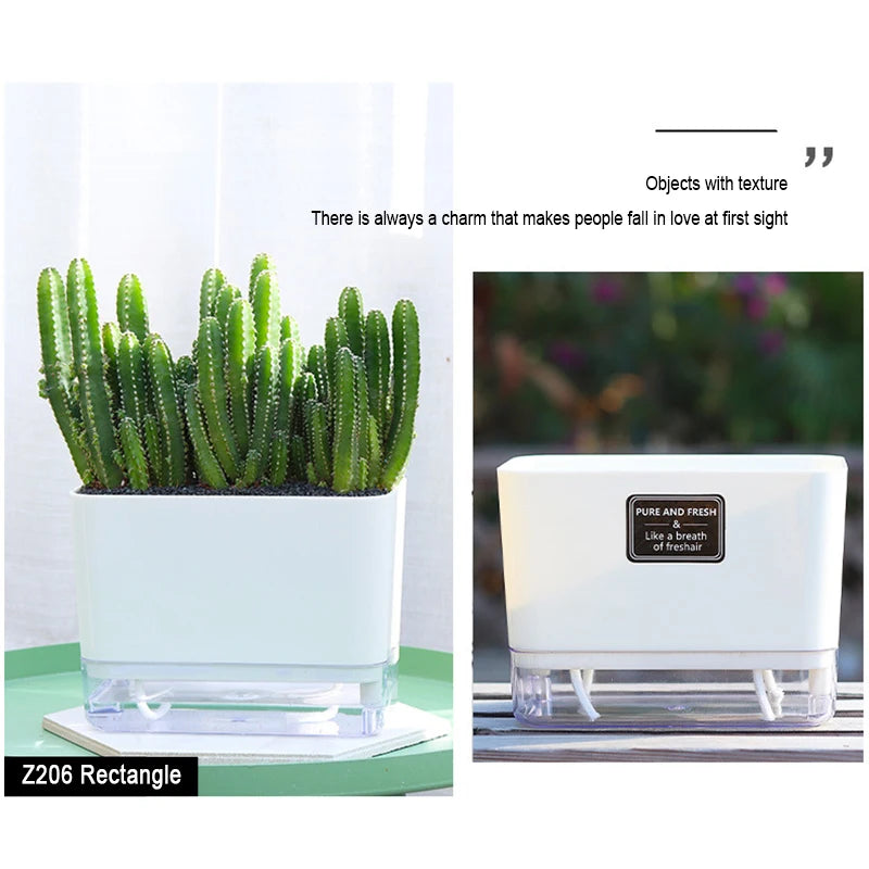 Double-Deck Self-Watering Planter Pot — Magnetic Plastic with Cotton Wick for Indoor & Garden Use