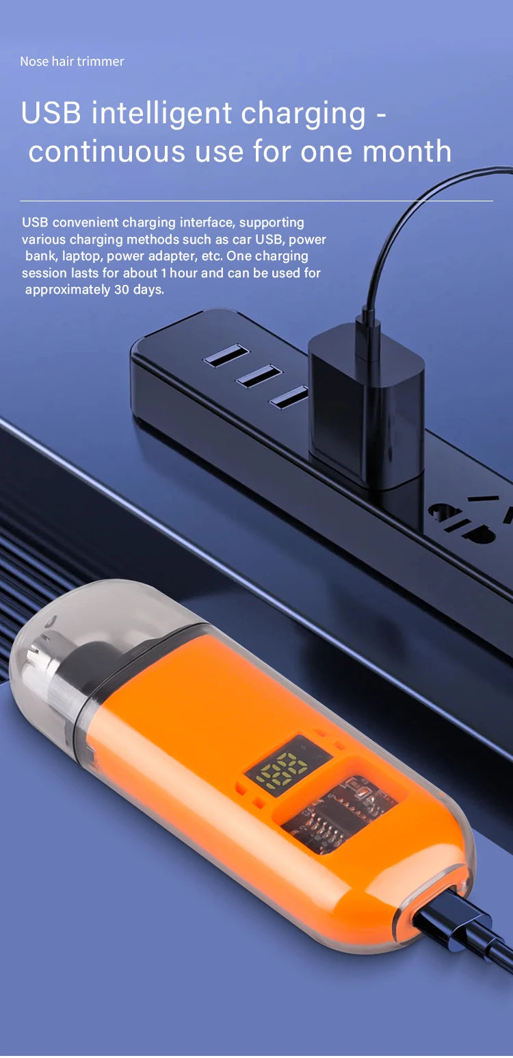 Clean. Precise. Painless. — Portable Rechargeable Nose & Ear Hair Trimmer | Mini Compact Design, Safe Blade, Men’s Grooming