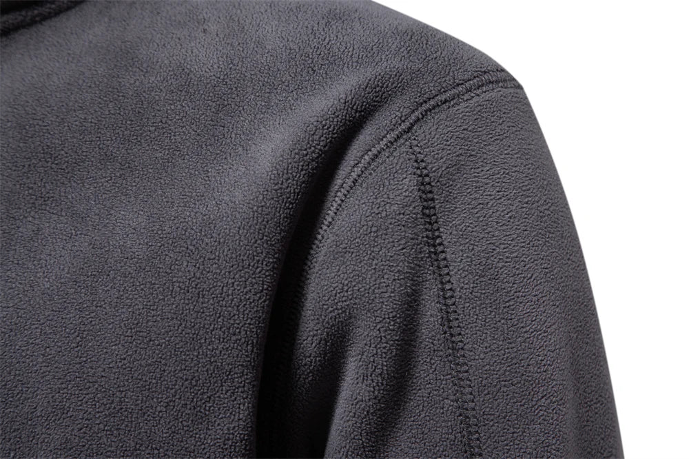 Men's Zip Neck Fleece Pullover Sweatshirt — Quarter-Zip Warm Layering Top