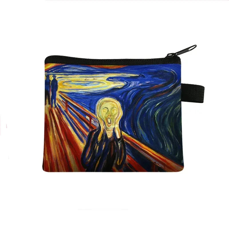 Vintage Oil Painting Floral Coin Purse Mini Clutch Wallet – Bohemian Nylon Organizer Wallet for Women