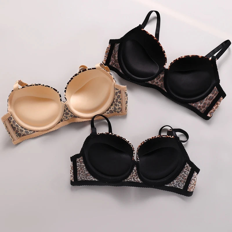 Sexy Leopard Print Push-Up Bra & Underwear Set