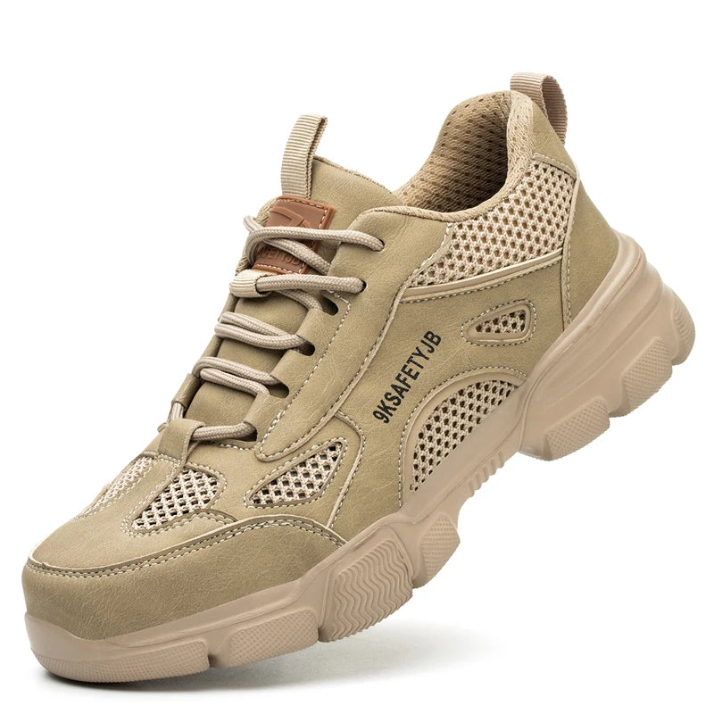 Steel Toe Safety Work Boots — Hollow Breathable Unisex Anti-Slip Construction Boots