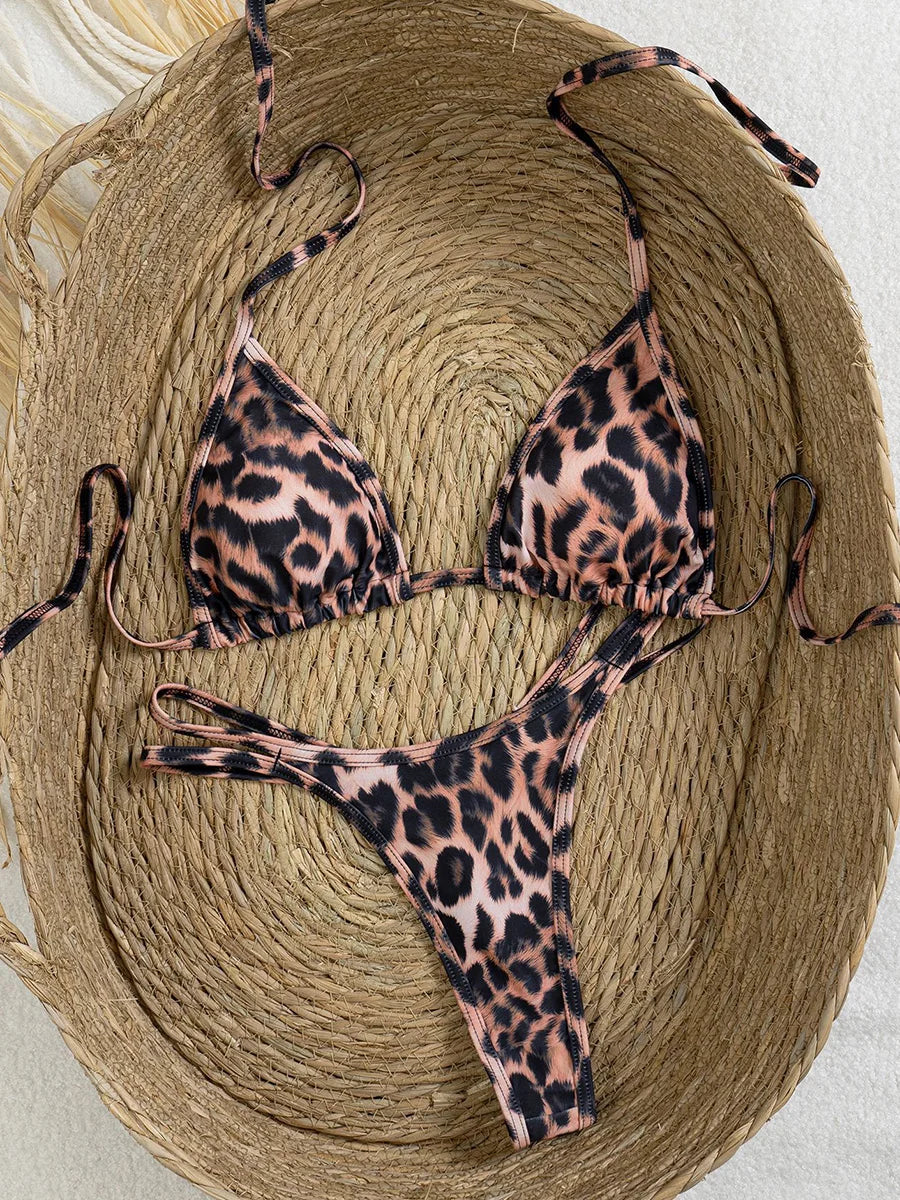 Extreme Mini Micro G-String Diamond Bikini | Rhinestone Halter, 2-Piece Swimsuit, Women's Swimwear 2026 S-L