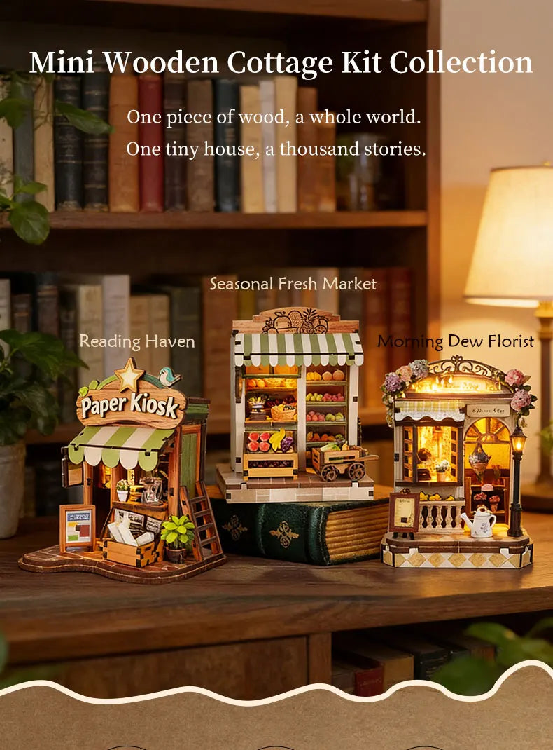 DIY Wooden Japanese Tavern Miniature with Lights