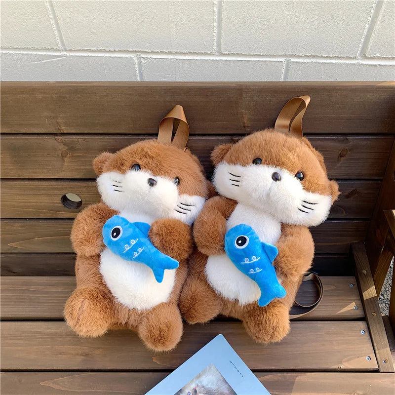 Otter Plush Backpack – Cute Stuffed Animal Bag for Kids & Girls