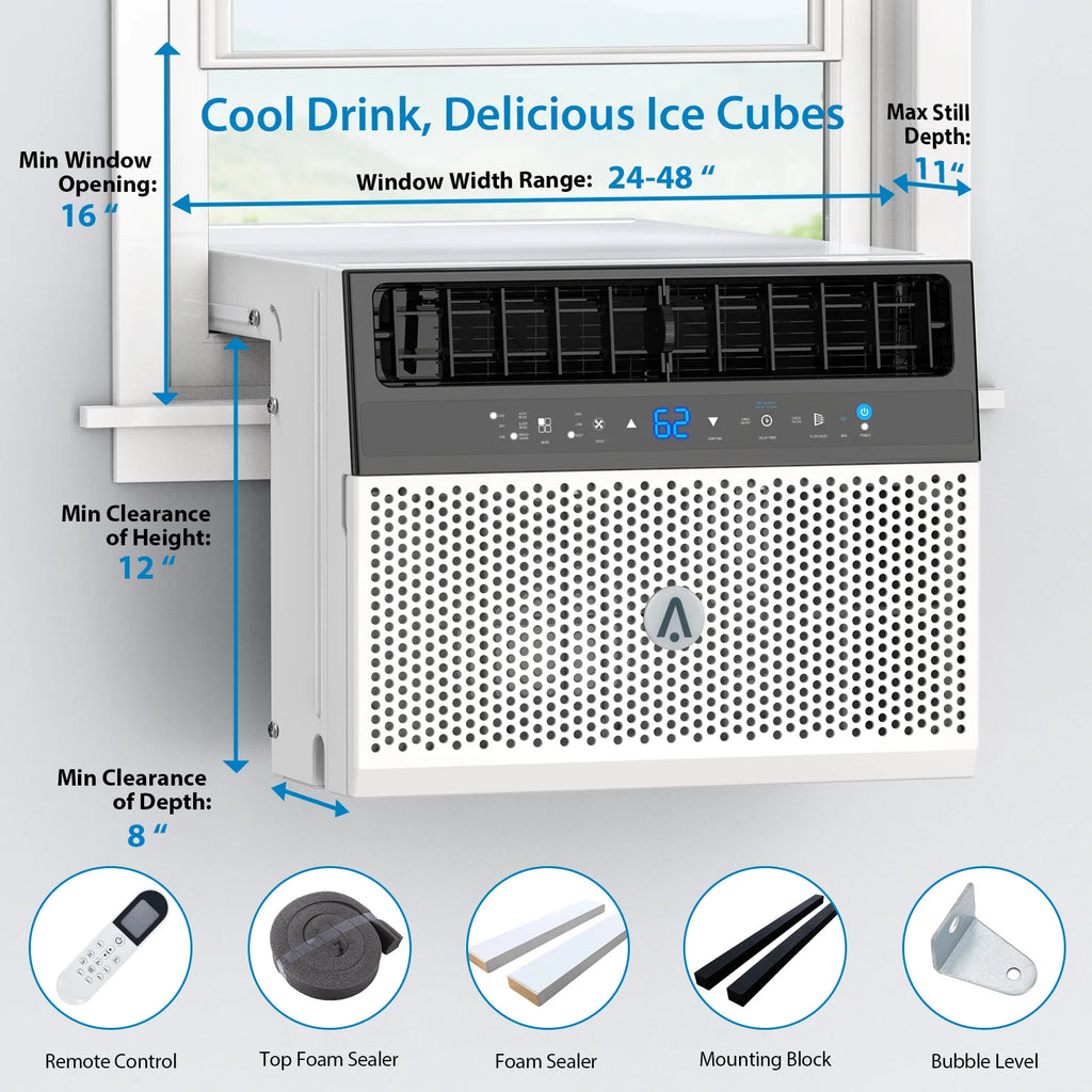 6,000 BTU Window Air Conditioner — Washable Filter, Quiet Operation, Cools up to 269 Sq Ft, 110V/60Hz