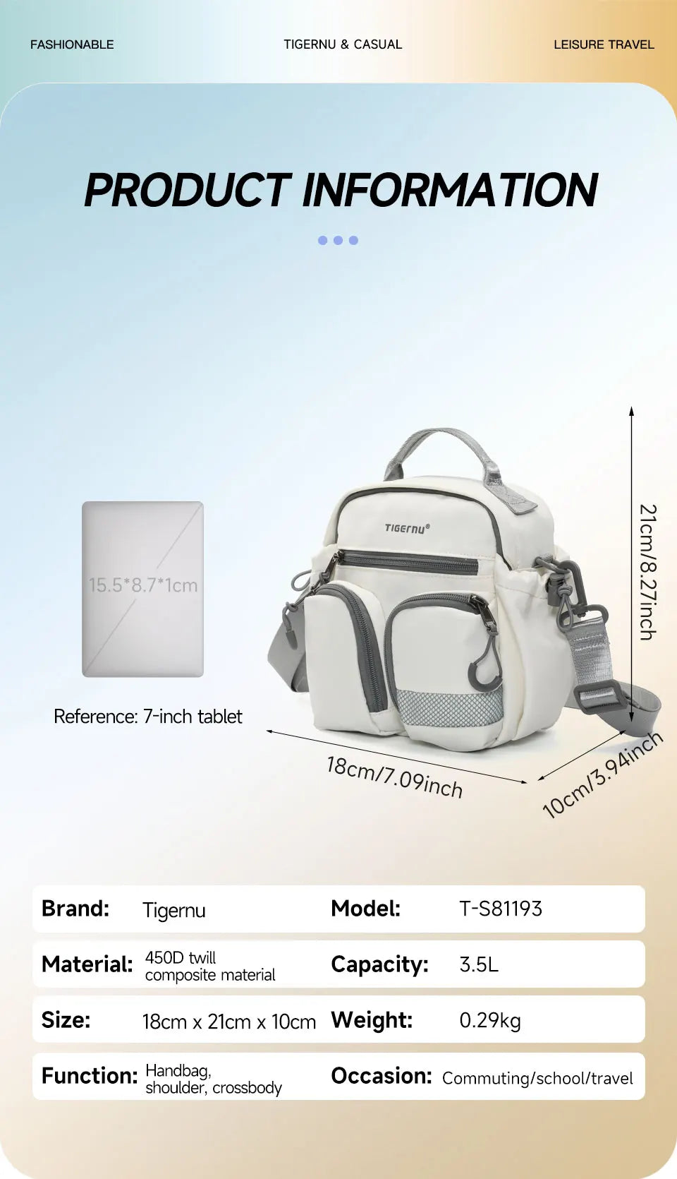 Tigernu Chain Accent Nylon Crossbody Satchel – Waterproof Commuter Shoulder Bag for Women
