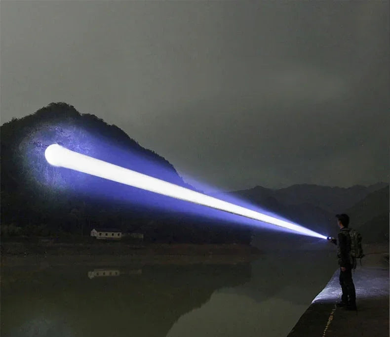 High Power White Laser Flashlight – Rechargeable Zoomable Waterproof Tactical Lantern