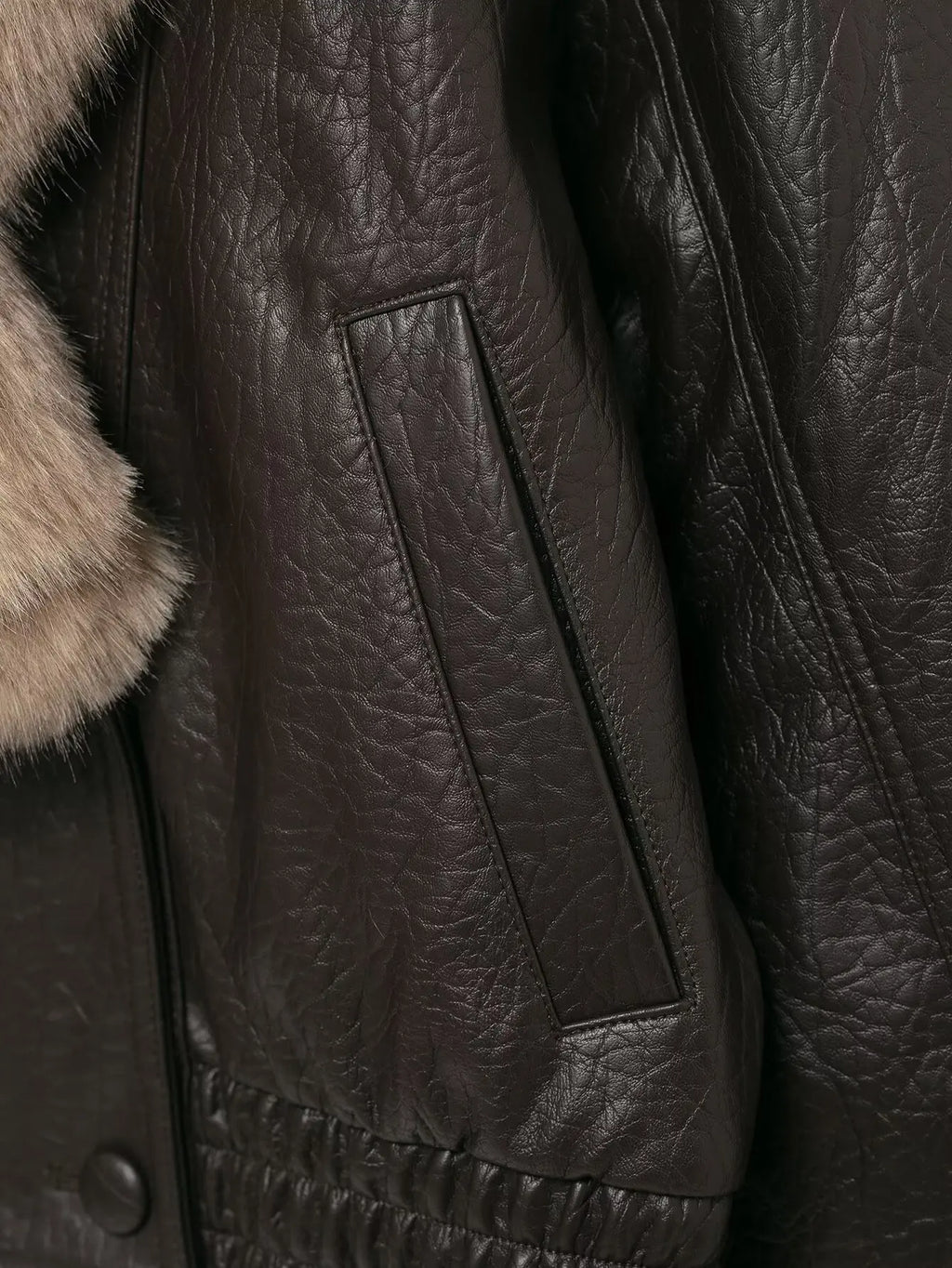 Women's Double-Breasted Faux Fur Collar Leather Bomber Jacket – Loose Warm Streetwear Coat