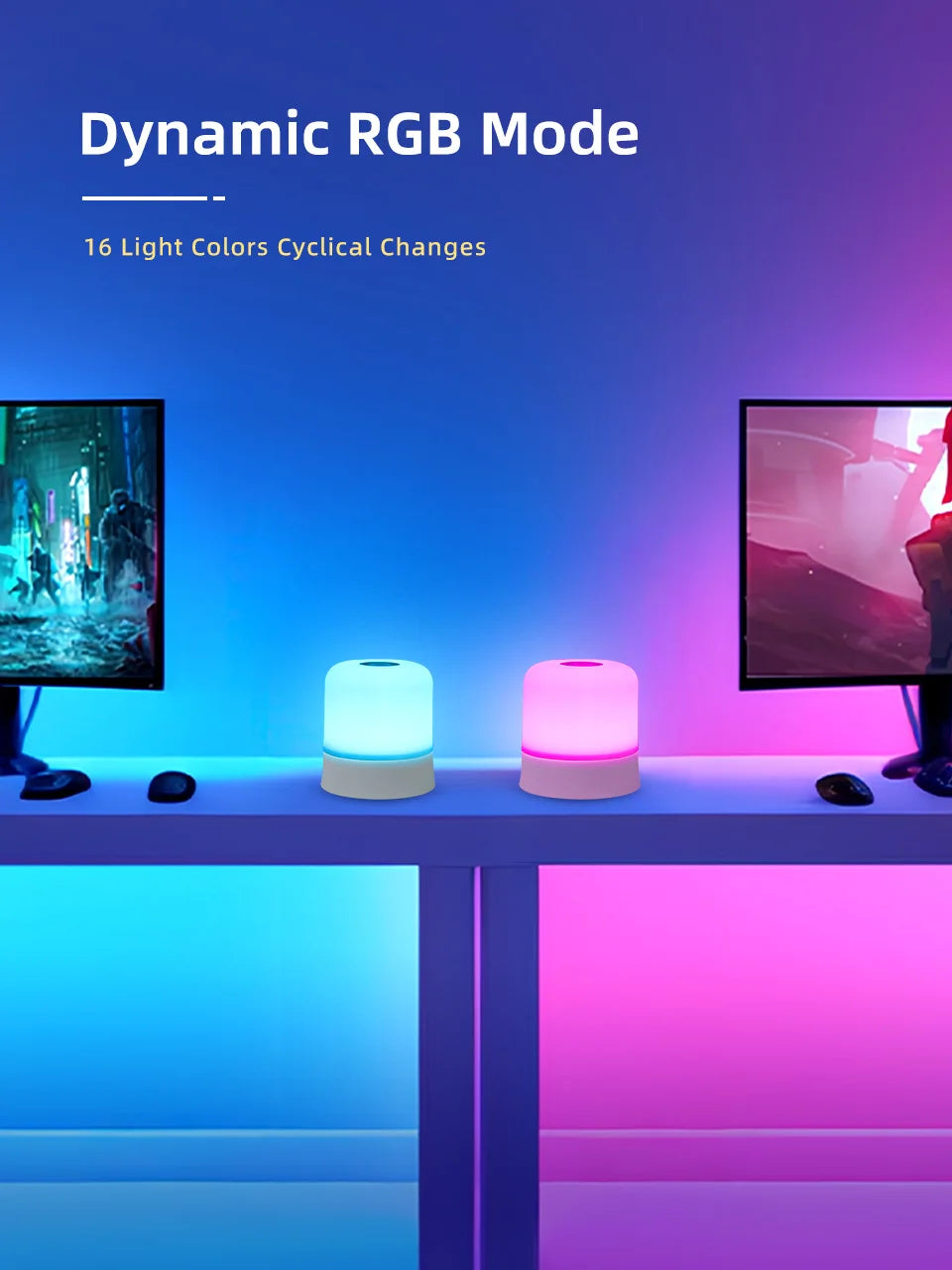 RGB Touch Night Light – Rechargeable Dimmable Table Lamp with Remote for Bedroom & Living Room