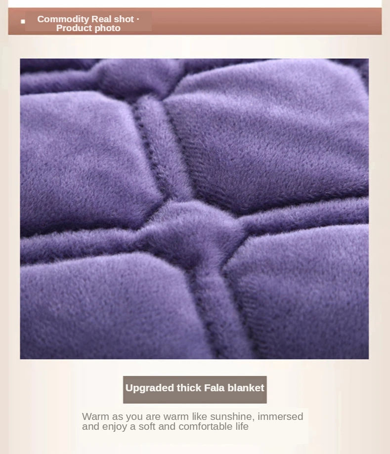 Velvet Quilted Bed Cover Blanket – Solid Color Anti-Slip Bedspread, King & Queen, 270x230cm