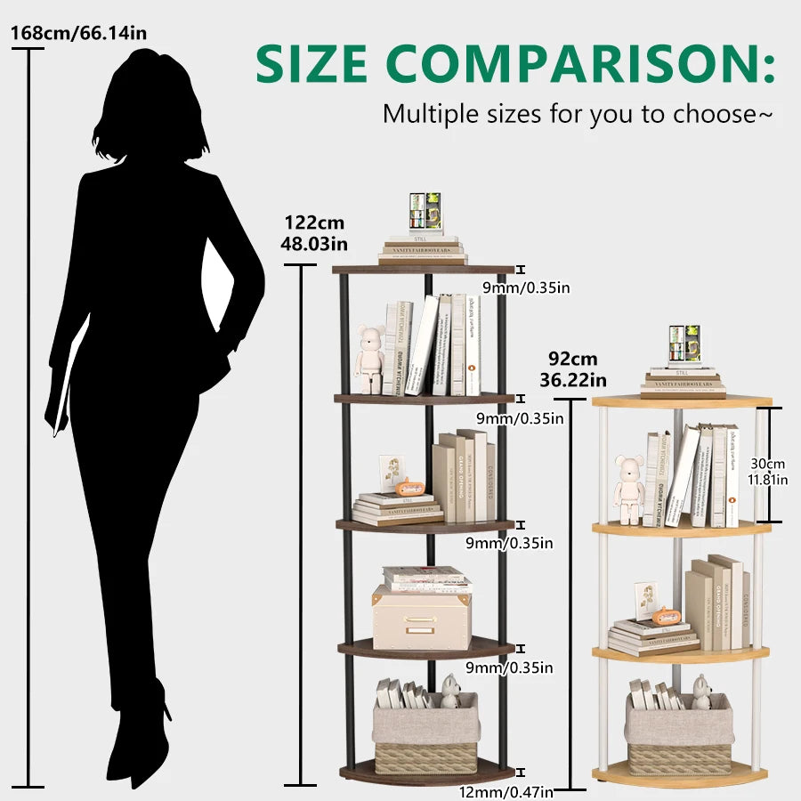 Metal Corner Wall Shelf — 3/4/5/6 Tier Plant Rack, Bookshelf & Living Room Storage