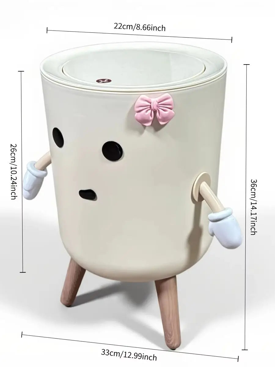 12L Cartoon Trash Can with Flip Lid
