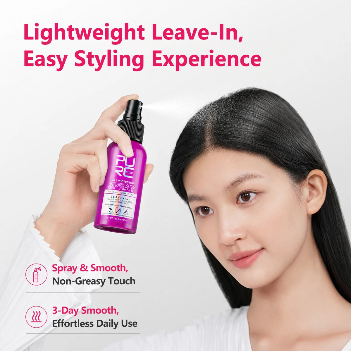 PURC Heat Protection Spray Smoothing Anti Frizz Dry Hair Scalp Treatment Hair Care Products for Women