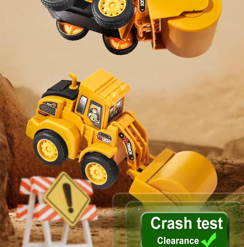 Press & Slide Construction Vehicle Toy – Excavator, Bulldozer & Road Roller for Kids