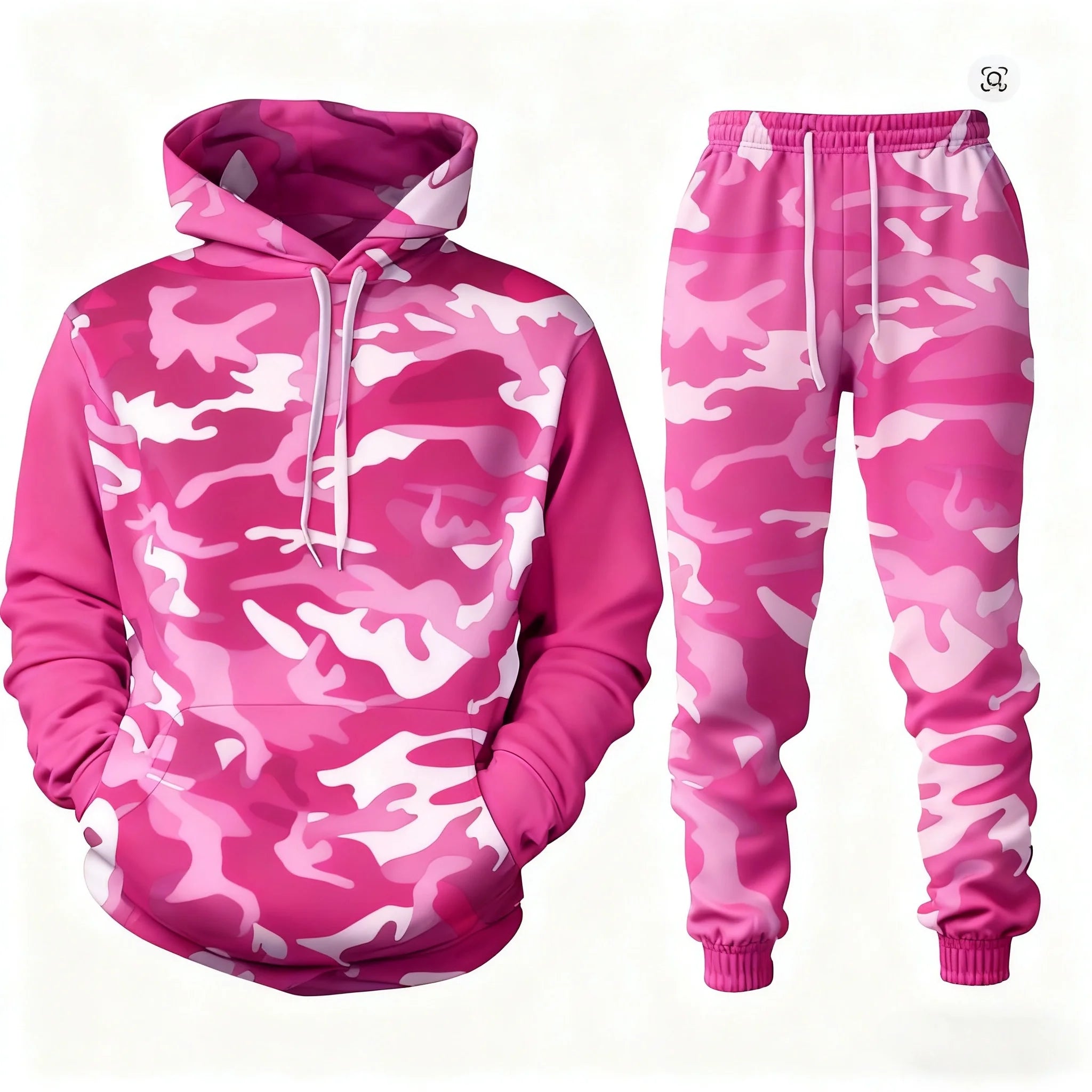 Men's Santa Claus 3D Print Hoodie & Pants Jogging Set – Camouflage Co-Ord
