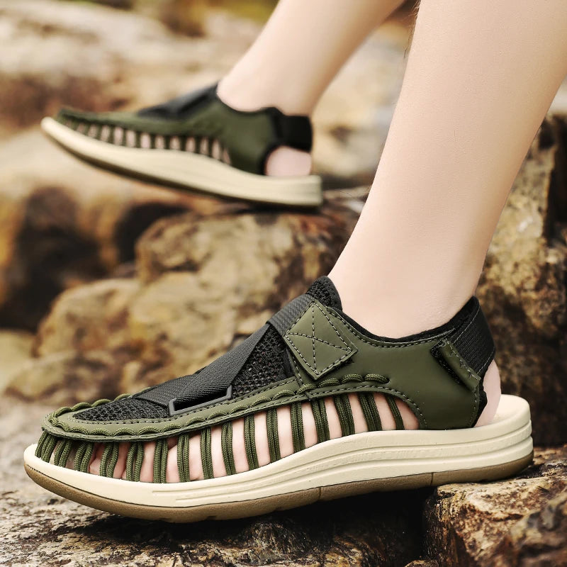 Men's Handmade Woven Beach Sandals – Breathable Casual Flat Sandals