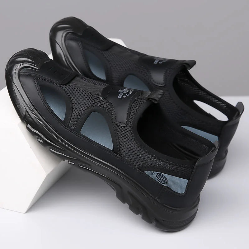 Men's Breathable Mesh Slip-On Sandals – Lightweight Non-Slip Beach & Casual Shoes