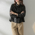 Women's Sheepskin Leather Jacket – Black or Matcha