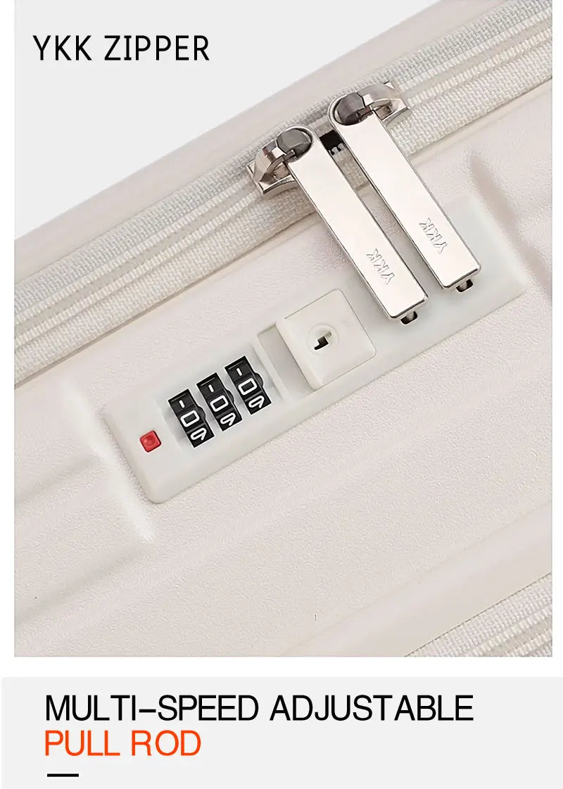 Expandable Front-Opening Suitcase – Cup Holder & Spinner Wheels