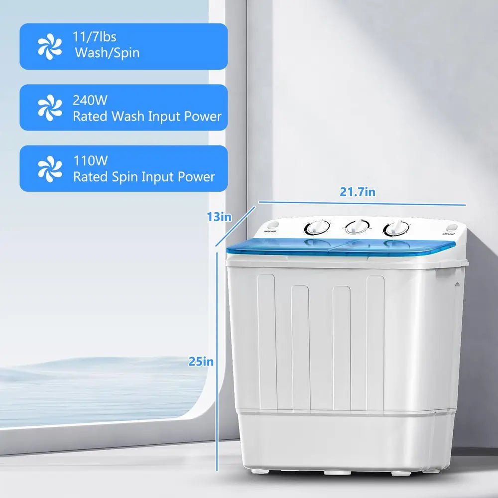 Portable Washer & Dryer Combo Set — 1.8 Cu Ft Clothes Dryer, 18 lbs Twin Tub Washing Machine, Compact Laundry for Apartments & RVs