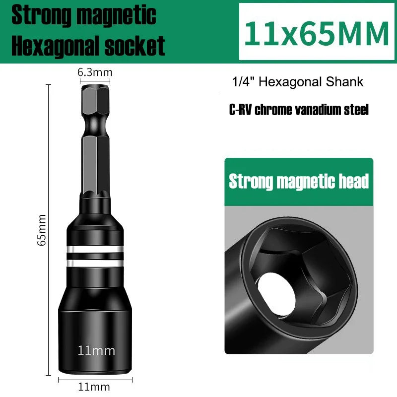 Magnetic Hex Shank Nut Driver Set — Power Tool Bit Adapter for Drill & Impact Driver