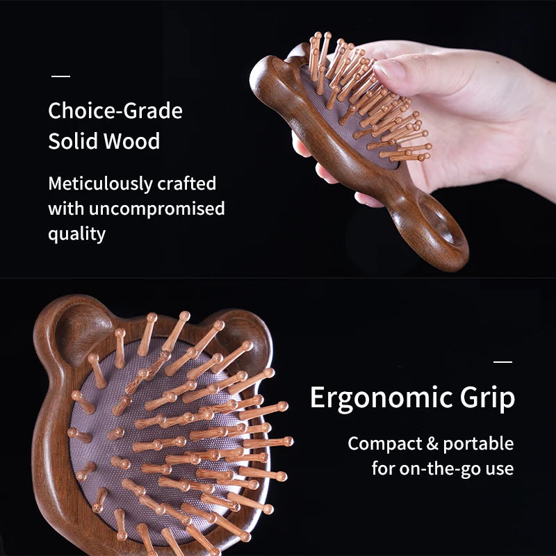 Cartoon Cat Wooden Scalp Massage Comb — Gua Sha Hair & Scalp Stimulator