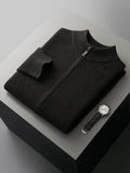 Men's 100% Merino Wool Zip Cardigan & Slim-Fit Pants Set – Warm 2-Piece Winter Suit